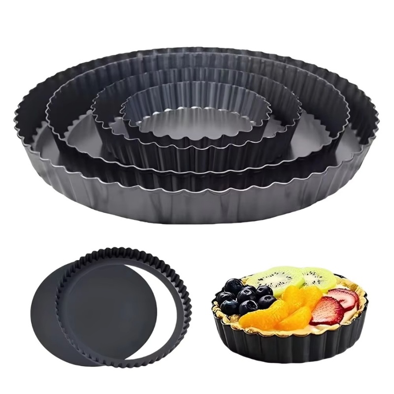 Kitchen And Baking Equipment - 1pc Removable Bottom Fluted Tart Pan