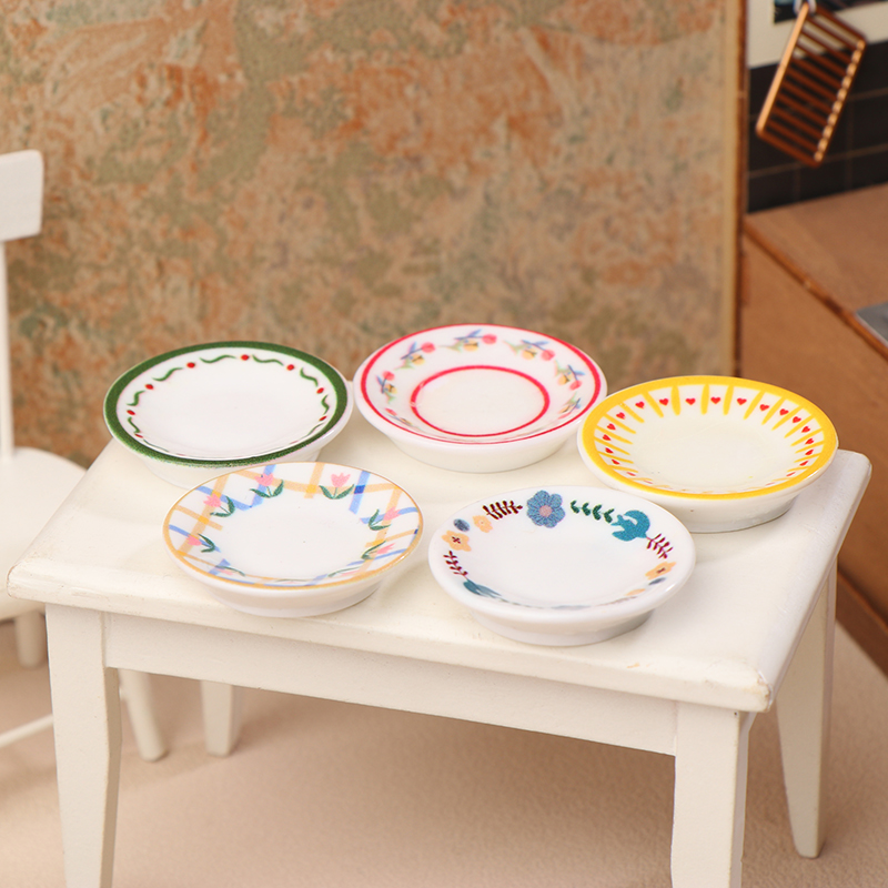 5Pcs 1/12 Dollhouse Mini Plate - Kitchen Baking Storage ulasan dan harga