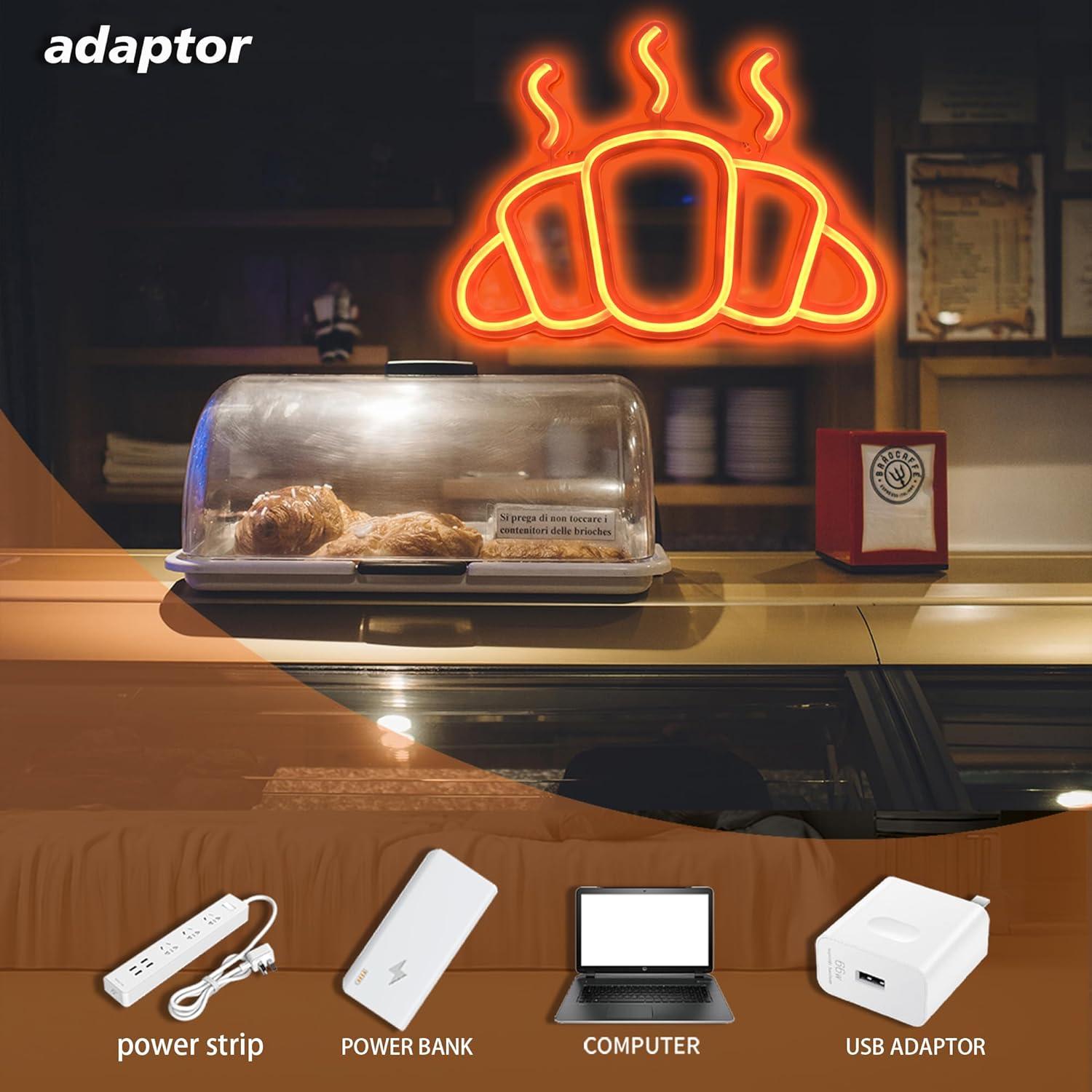 Croissant Neon Sign USB Powere - Kitchen Bakery ulasan dan harga