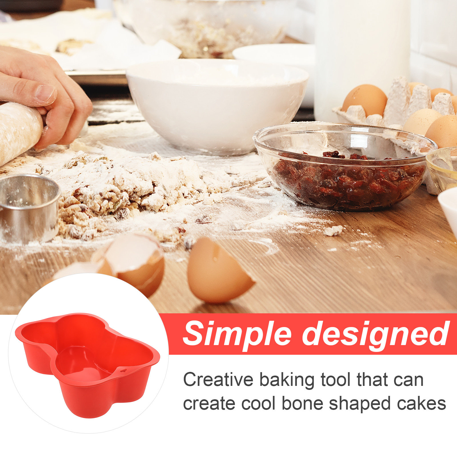 Flexible Red Bone Shaped Silic - Kitchen Baking Equipment ulasan dan harga