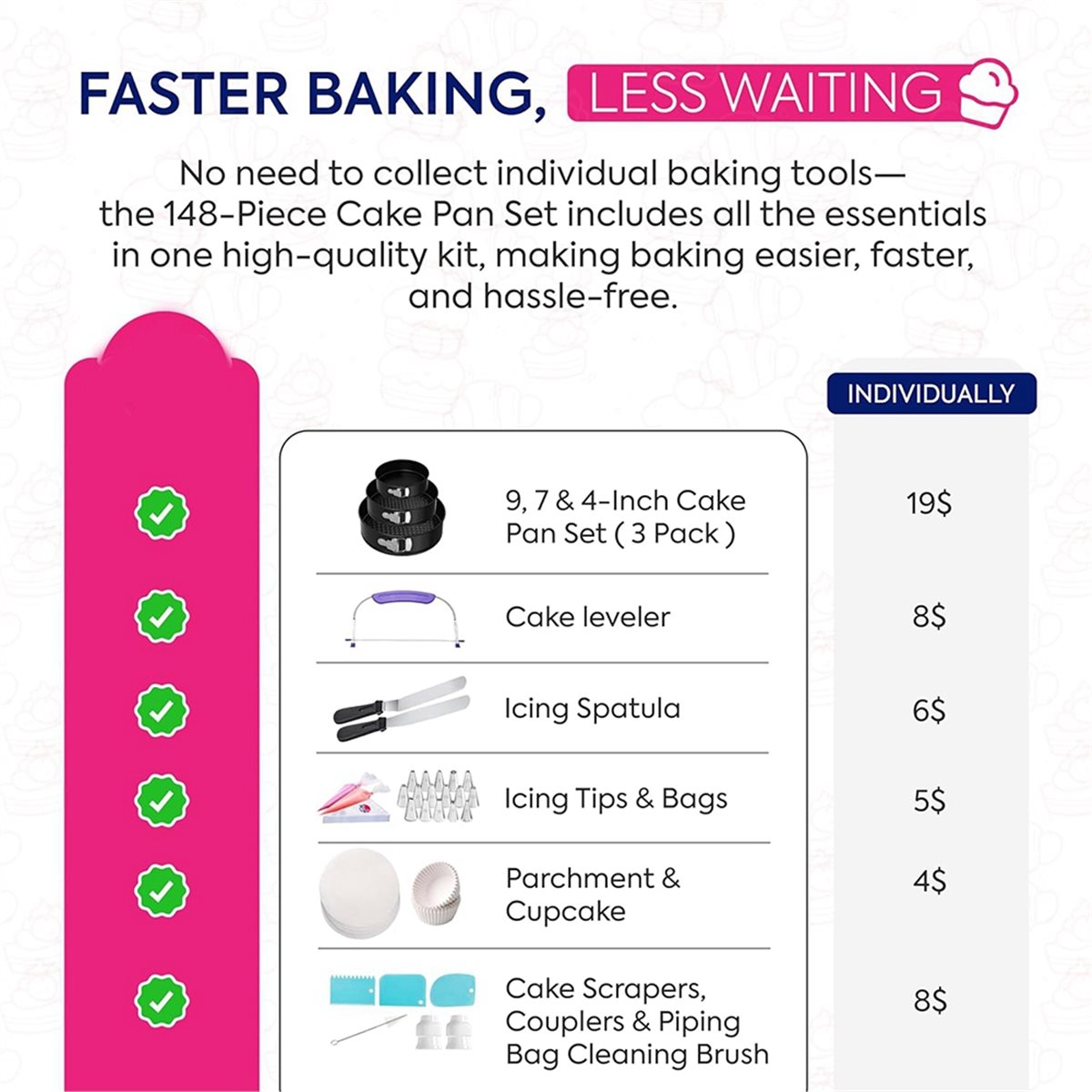 AIMA 148PCS Cake Pan Set for B - Springform Pan Set ulasan dan harga