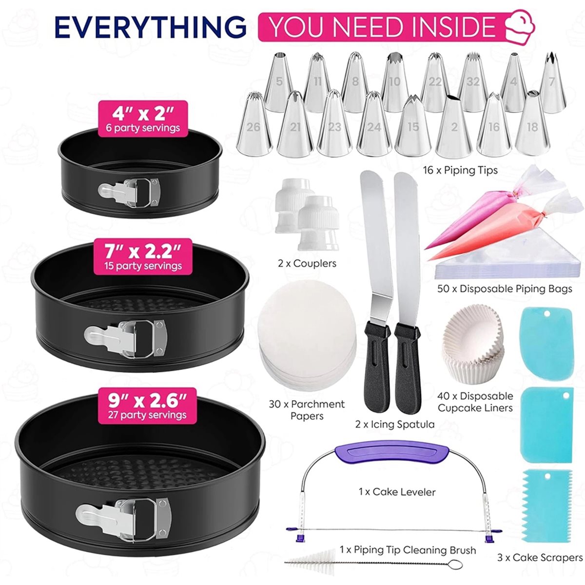 AIMA 148PCS Cake Pan Set for B - Springform Pan Set ulasan dan harga