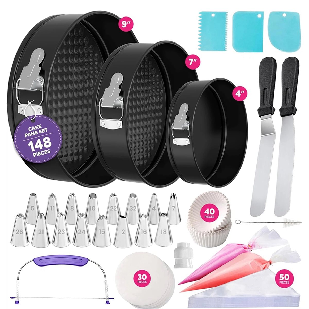 AIMA 148PCS Cake Pan Set for B - Springform Pan Set ulasan dan harga