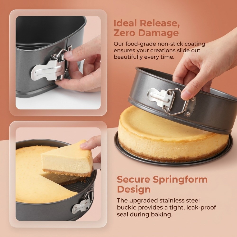 3pcs Carbon Steel Cake Pan Set - Springform Pan Set ulasan dan harga