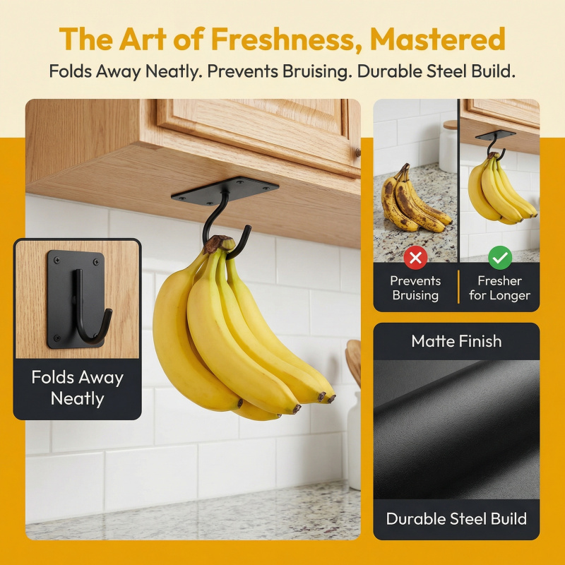 Black Metal Self-Adhesive Bana - Kitchen Baking Storage ulasan dan harga