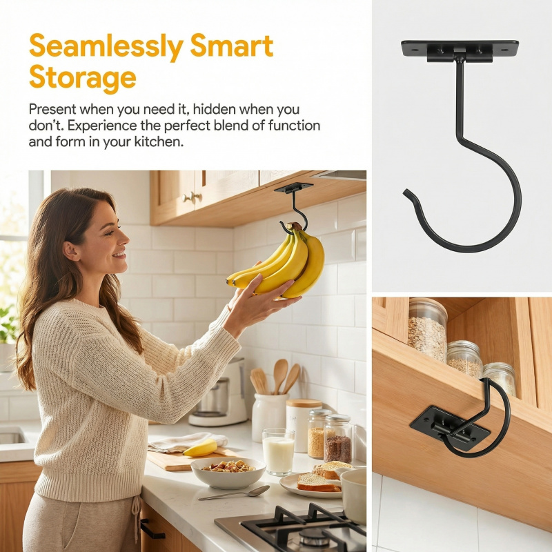 Black Metal Self-Adhesive Bana - Kitchen Baking Storage ulasan dan harga